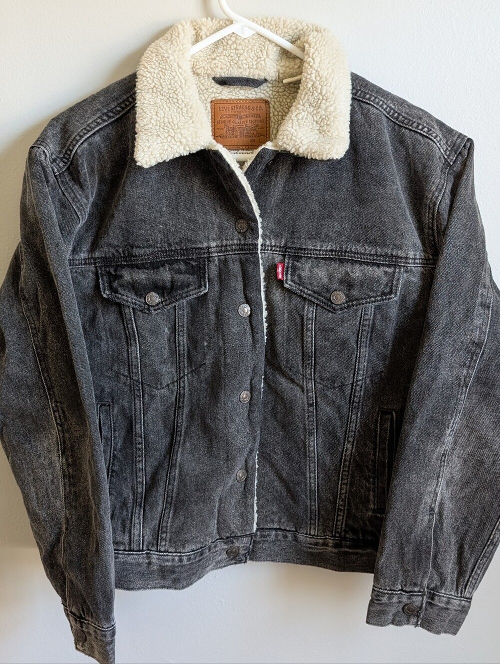 Levi's Black Denim Sherpa Jacket with Cream Lining